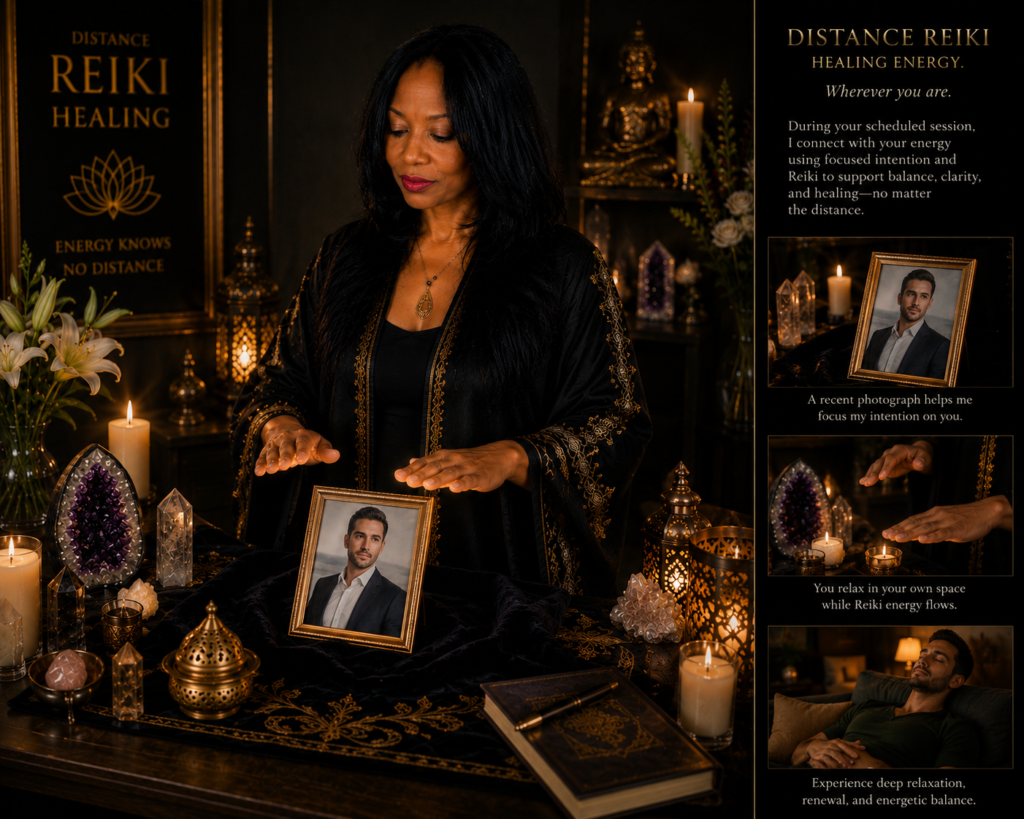 High Priestess Goddess Rachel Performing Distance Reiki